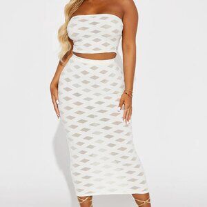 NWT Fashion Nova More Memories Skirt Set - White (Small)